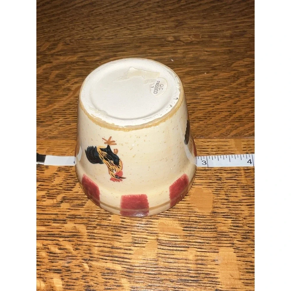 Vintage Ceramic Rooster Votive‎ Candle Holder Farmhouse Country Red Checkered